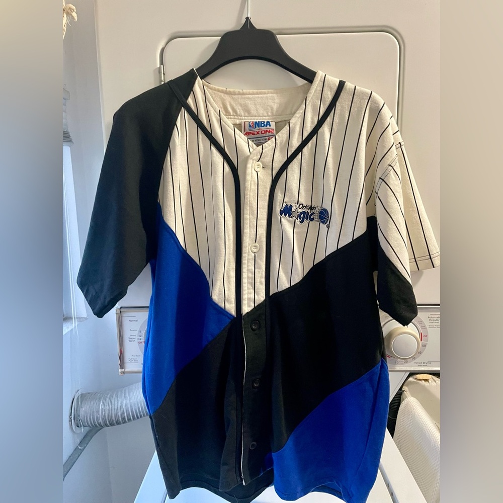 1990s Orlando Magic Striped Button-Up Baseball Jersey